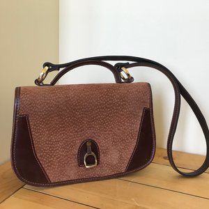 Equestrian Style Brown Faux Leather Purse Shoulder Bag with Top Handle GH Brand